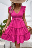 Black V-Neck Black Short Summer Dress