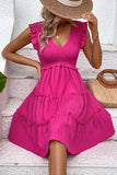 Black V-Neck Black Short Summer Dress