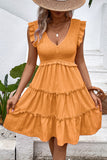Black V-Neck Black Short Summer Dress