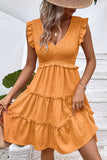 Black V-Neck Black Short Summer Dress