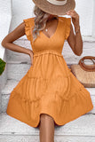 Black V-Neck Black Short Summer Dress