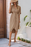 Black V-Neck Sheath Summer Dress with Half Sleeves