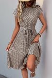 Green Floral A Line Midi Summer Dress
