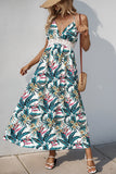 Green Floral Halter A Line Summer Dress