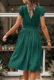 Black V-Neck A Line Pleated Summer Dress