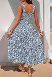 Black Floral A Line Tea Length Summer Dress