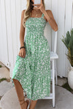 Black Floral A Line Tea Length Summer Dress