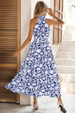 Black Floral A Line Summer Dress with Belt