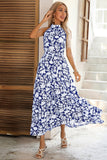 Black Floral A Line Summer Dress with Belt