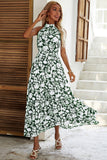 Black Floral A Line Summer Dress with Belt
