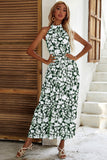 Black Floral A Line Summer Dress with Belt