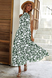 Black Floral A Line Summer Dress with Belt