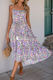 Purple Floral A Line Printed Summer Dress