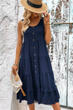 Green A Line Simple Midi Summer Dress