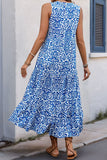 Printed Orange V Neck A Line Summer Dress