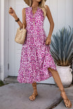 Printed Orange V Neck A Line Summer Dress