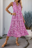 Printed Orange V Neck A Line Summer Dress