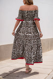 Brown Leopard Off the Shoulder A Line Summer Dress