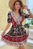 Black Red Printed A Line Casual Summer Dress