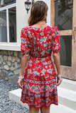 Black Red Printed A Line Casual Summer Dress