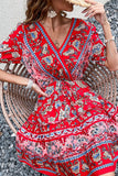 Black Red Printed A Line Casual Summer Dress