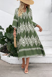 Casual Green A Line Printed Boho Summer Dress