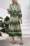 Casual Green A Line Printed Boho Summer Dress
