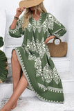 Casual Green A Line Printed Boho Summer Dress