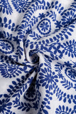 Blue Printed A Line Summer Dress with Slit