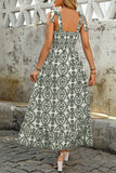 Blue Printed A Line Summer Dress with Slit