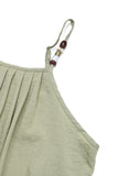 Green Spaghetti Straps A Line Pleated Summer Dress