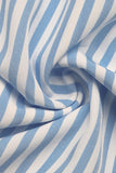 Blue Striped Square Neck Midi Summer Dress