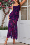 Fuchsia A Line Floral Long Summer Dress