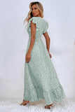 Kahki Polka Dot Ruffle Sleeve Summer Dress
