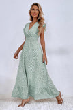 Kahki Polka Dot Ruffle Sleeve Summer Dress
