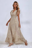 Kahki Polka Dot Ruffle Sleeve Summer Dress