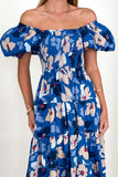 Off The Shoulder Puff Sleeves Orange Summer Dress