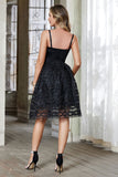Black Fringed A Line Short Homecoming Dress with Tulle