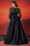 Black A Line Plus Size Long Mother Of The Bride Dress