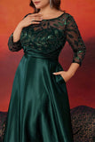 Black A Line Plus Size Long Mother Of The Bride Dress