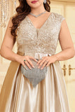 Blush Pink Plus Size Satin Long Mother Of The Bride Dress