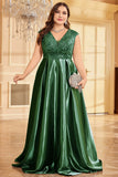 Blush Pink Plus Size Satin Long Mother Of The Bride Dress