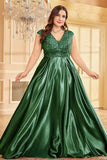 Blush Pink Plus Size Satin Long Mother Of The Bride Dress