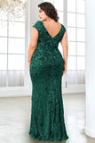 Sparkly Burgundy Plus Size Long Mother of the Bride Dress