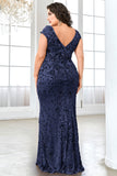 Sparkly Burgundy Plus Size Long Mother of the Bride Dress