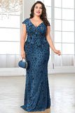 Sparkly Burgundy Plus Size Long Mother of the Bride Dress