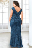 Sparkly Burgundy Plus Size Long Mother of the Bride Dress