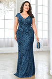 Sparkly Burgundy Plus Size Long Mother of the Bride Dress