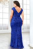 Sparkly Burgundy Plus Size Long Mother of the Bride Dress