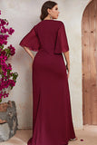 Plus Size Black Chiffon Long Mother of the Bride Dress with Ruffles